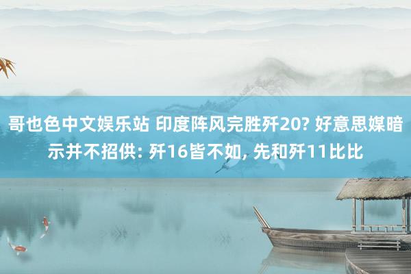 哥也色中文娱乐站 印度阵风完胜歼20? 好意思媒暗示并不招供: 歼16皆不如， 先和歼11比比
